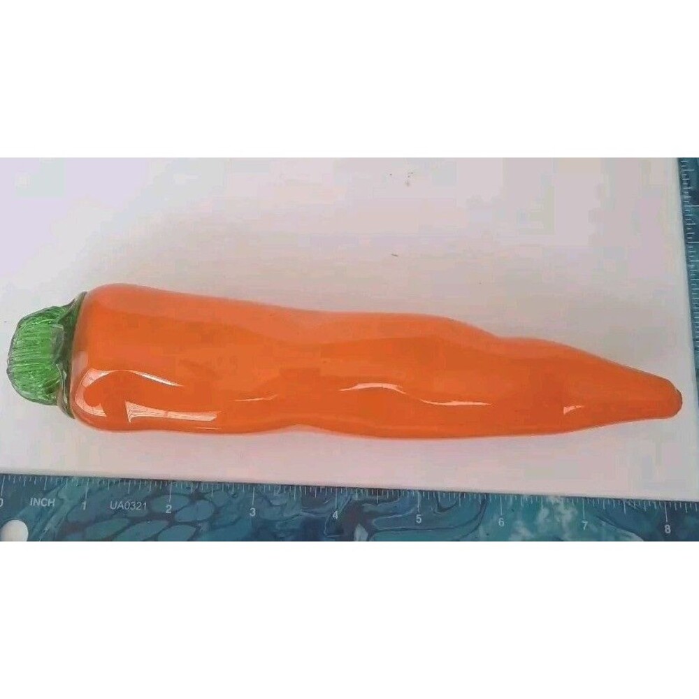Alco Industries Orange Glass Carrot 8 Inches Glass Vegetable Murano Style